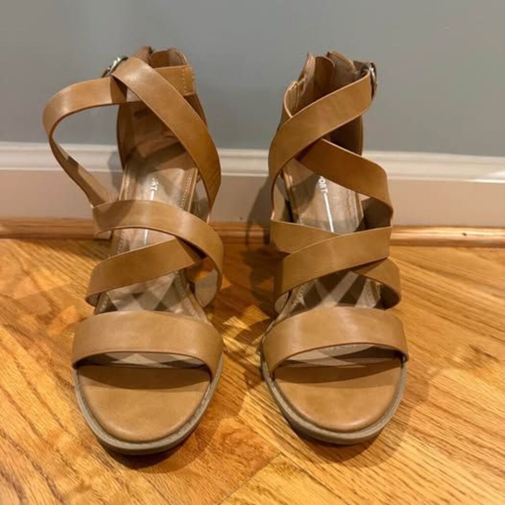Report Tan Strappy Block Heel Sandals Size 9M